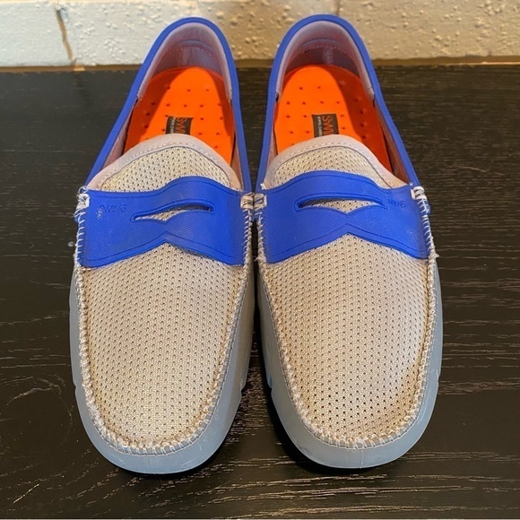 SWIMS Deck Shoes Mens 8 Water Outdoors Penny Loafer Blue Mesh Rubber Breathable - Picture 3 of 7